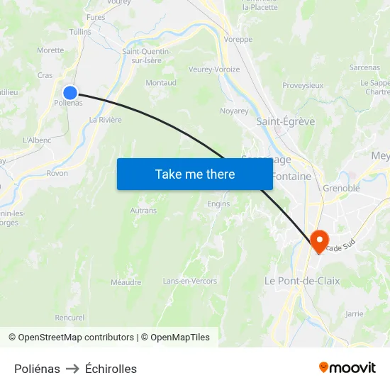 Poliénas to Échirolles map