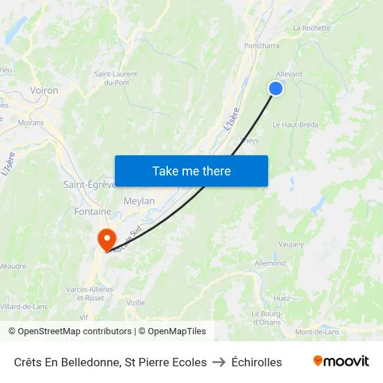 Crêts En Belledonne, St Pierre Ecoles to Échirolles map