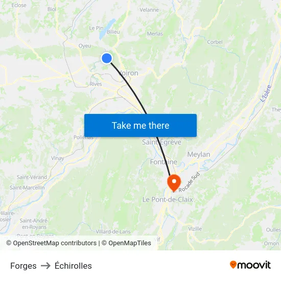 Forges to Échirolles map