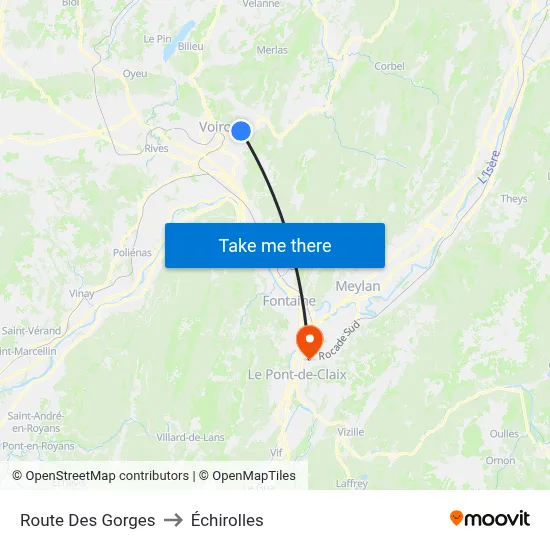 Route Des Gorges to Échirolles map