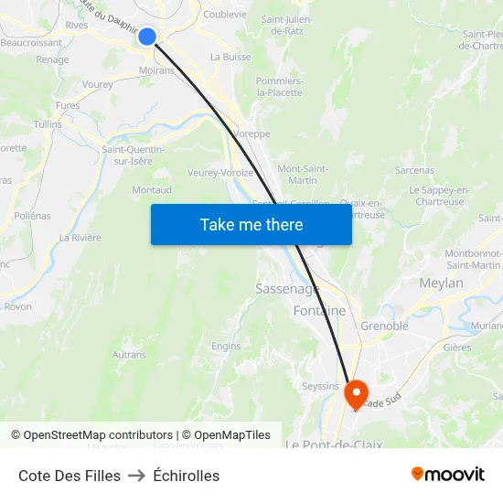 Cote Des Filles to Échirolles map