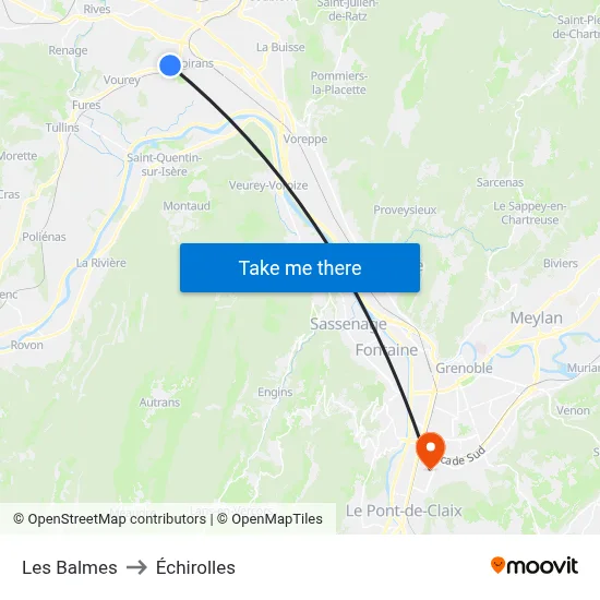 Les Balmes to Échirolles map