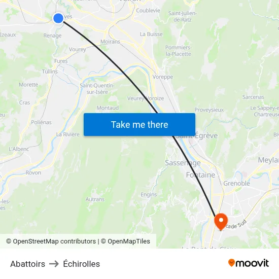 Abattoirs to Échirolles map