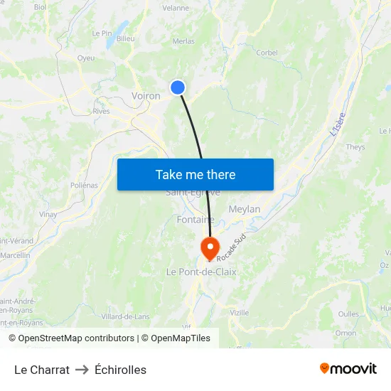 Le Charrat to Échirolles map