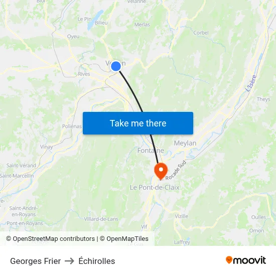 Georges Frier to Échirolles map