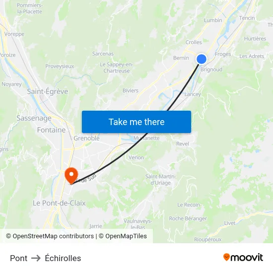 Pont to Échirolles map