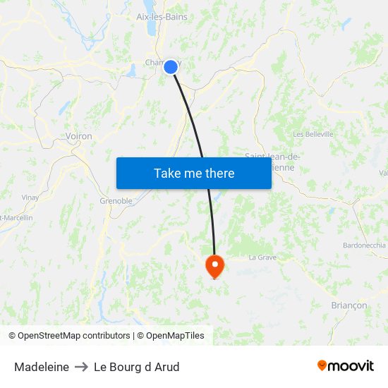 Madeleine to Le Bourg d Arud map