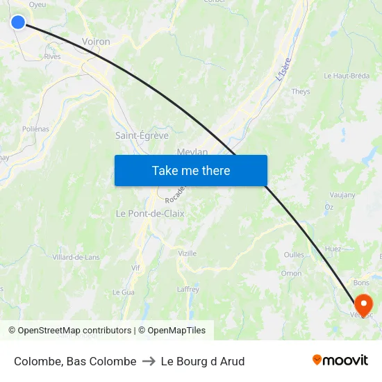 Colombe, Bas Colombe to Le Bourg d Arud map
