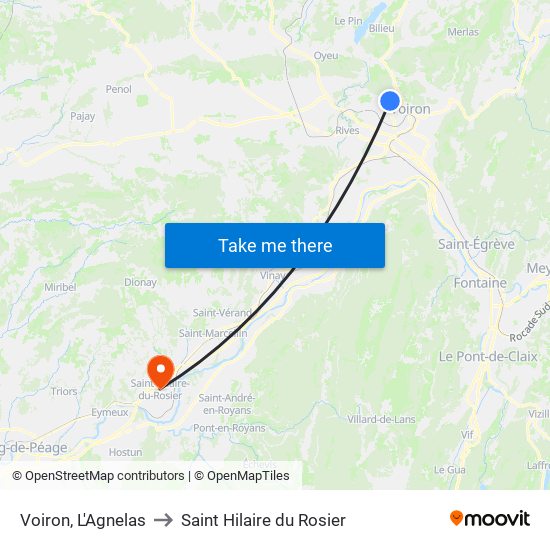 Voiron, L'Agnelas to Saint Hilaire du Rosier map