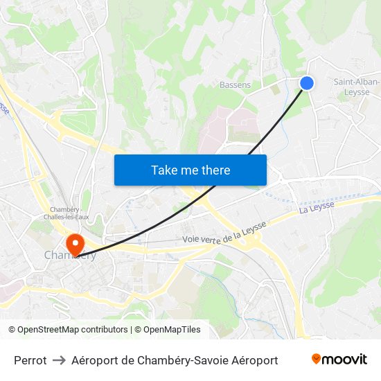 Perrot to Aéroport de Chambéry-Savoie Aéroport map