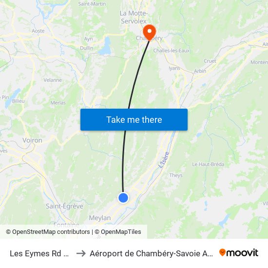 Les Eymes Rd 1090 to Aéroport de Chambéry-Savoie Aéroport map