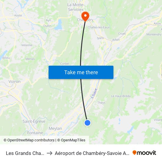 Les Grands Champs to Aéroport de Chambéry-Savoie Aéroport map