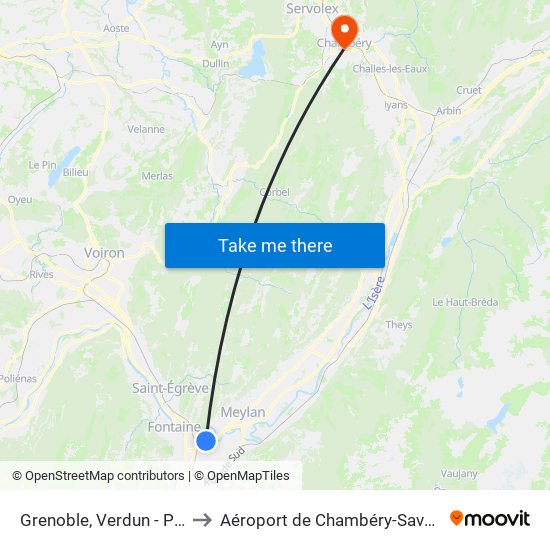 Grenoble, Verdun - Préfecture to Aéroport de Chambéry-Savoie Aéroport map