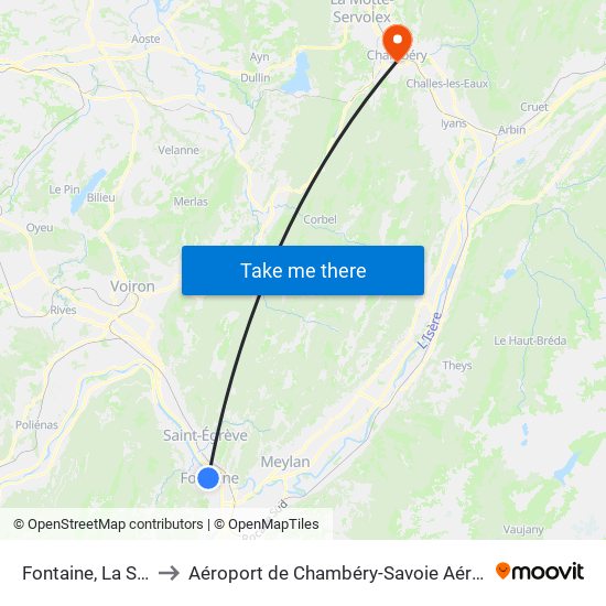 Fontaine, La Sure to Aéroport de Chambéry-Savoie Aéroport map