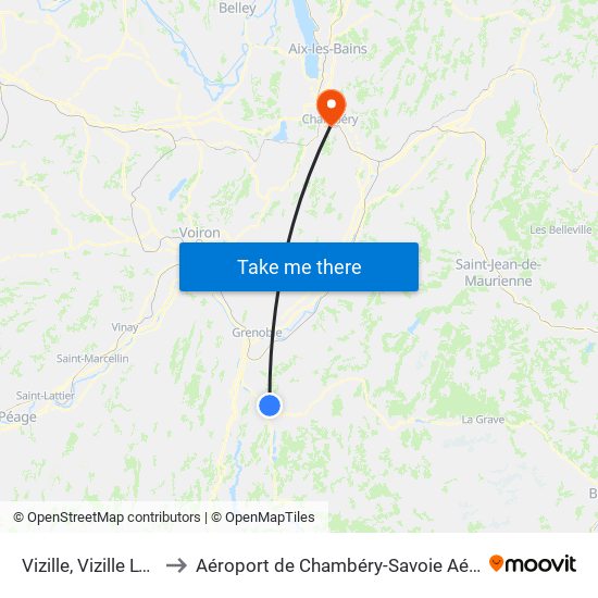 Vizille, Vizille Lycée to Aéroport de Chambéry-Savoie Aéroport map