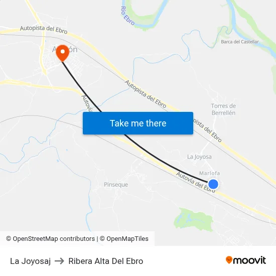 La Joyosaj to Ribera Alta Del Ebro map