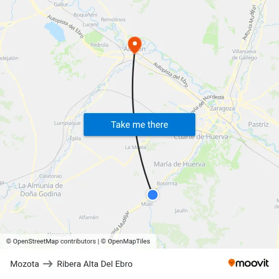 Mozota to Ribera Alta Del Ebro map