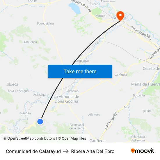Comunidad de Calatayud to Ribera Alta Del Ebro map