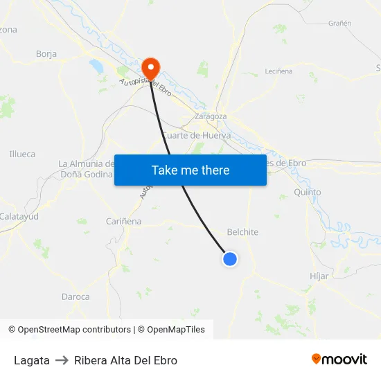 Lagata to Ribera Alta Del Ebro map