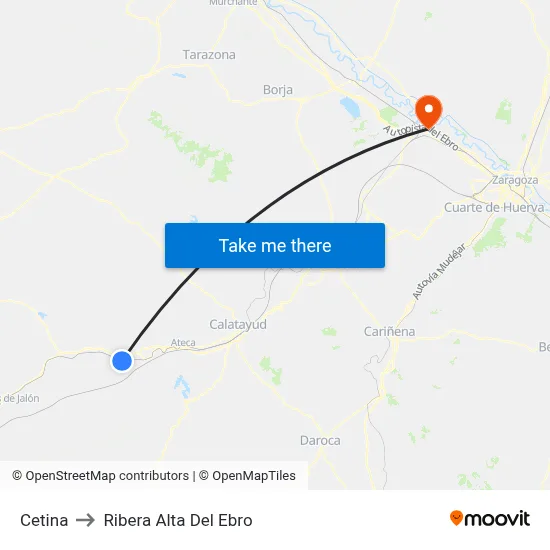 Cetina to Ribera Alta Del Ebro map