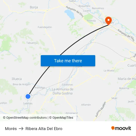 Morés to Ribera Alta Del Ebro map