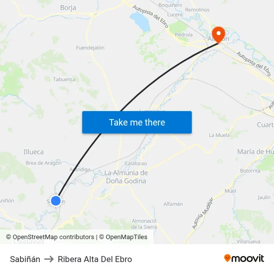 Sabiñán to Ribera Alta Del Ebro map