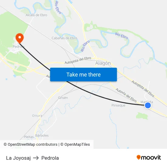 La Joyosaj to Pedrola map