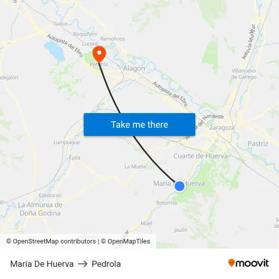 María De Huerva to Pedrola map