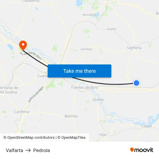 Valfarta to Pedrola map