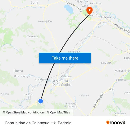Comunidad de Calatayud to Pedrola map