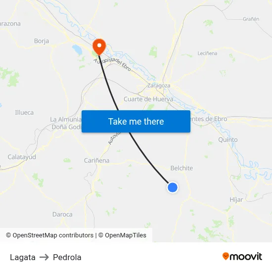 Lagata to Pedrola map