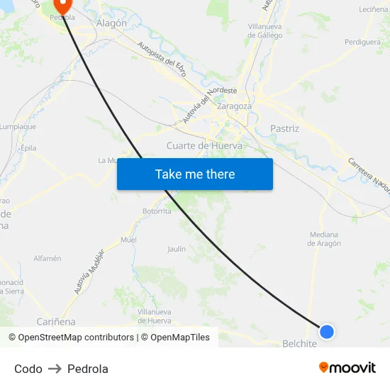 Codo to Pedrola map