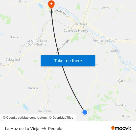 La Hoz de La Vieja to Pedrola map