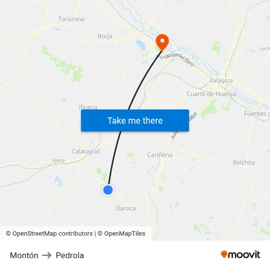 Montón to Pedrola map