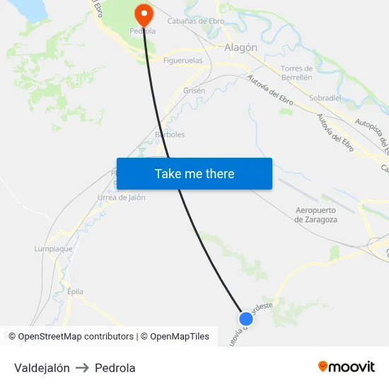 Valdejalón to Pedrola map