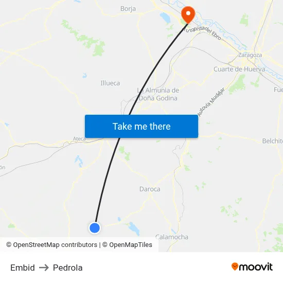 Embid to Pedrola map