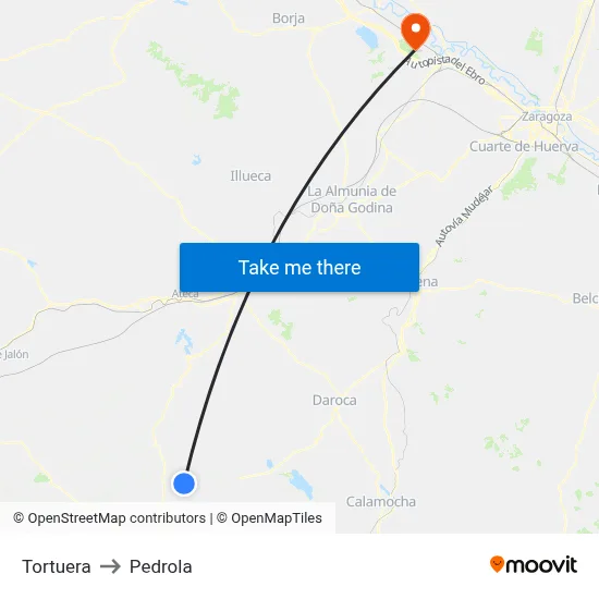 Tortuera to Pedrola map