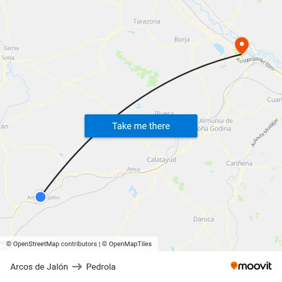 Arcos de Jalón to Pedrola map