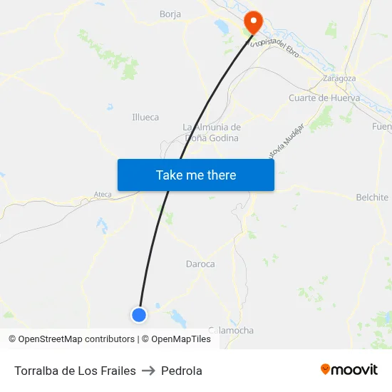 Torralba de Los Frailes to Pedrola map