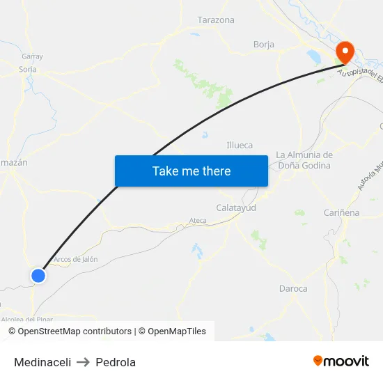 Medinaceli to Pedrola map