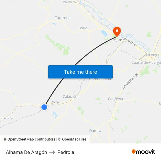 Alhama De Aragón to Pedrola map