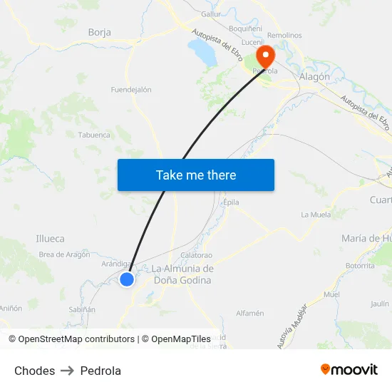 Chodes to Pedrola map