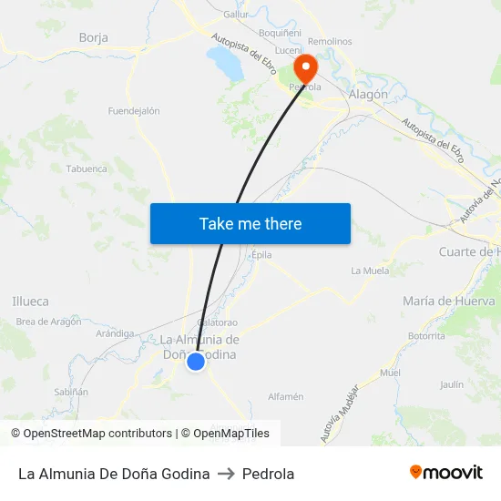 La Almunia De Doña Godina to Pedrola map