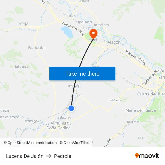 Lucena De Jalón to Pedrola map