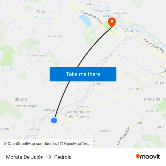 Morata De Jalón to Pedrola map