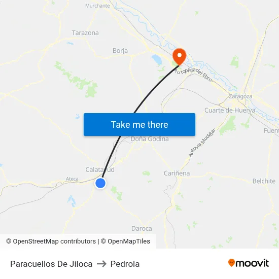 Paracuellos De Jiloca to Pedrola map