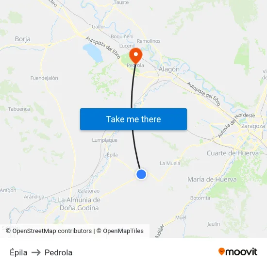 Épila to Pedrola map
