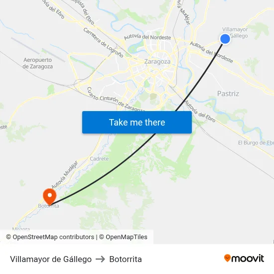 Villamayor de Gállego to Botorrita map