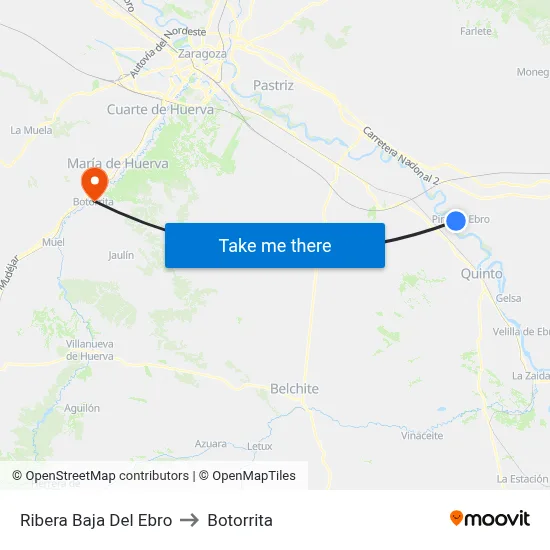 Ribera Baja Del Ebro to Botorrita map