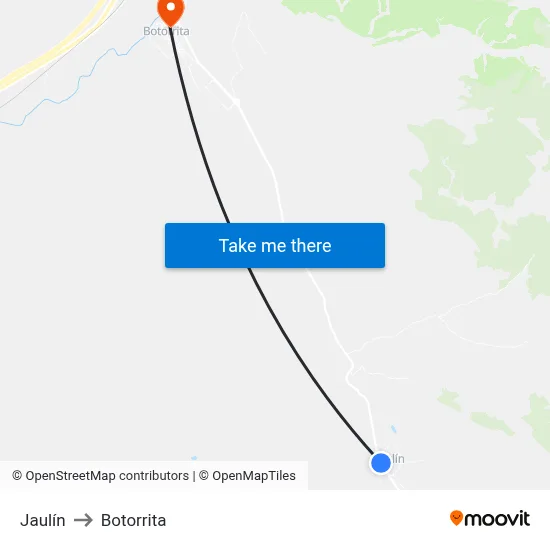 Jaulín to Botorrita map